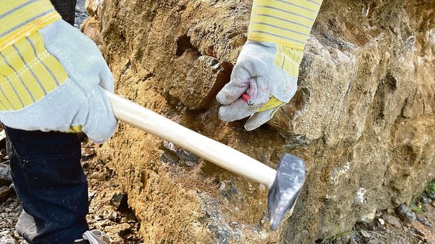 Fossilien suchen mit Hammer und Meissel