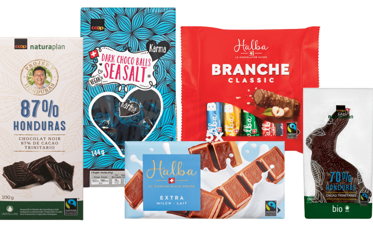 Halba ist aussschliesslich im Coop zu finden und produziert neben saisonaler Osterschoggi auch Klassiker, wie «Branchli» und Milchschokolade. 