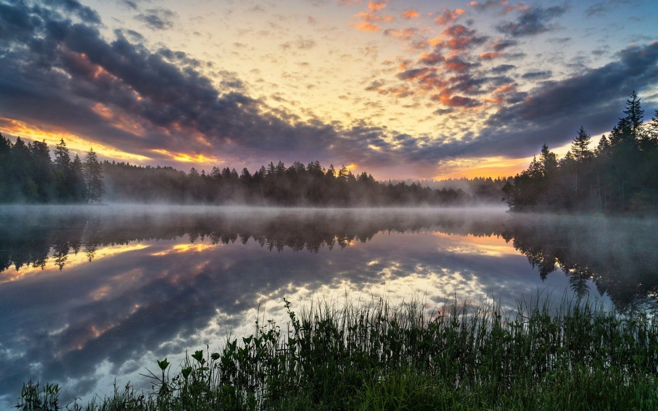 Der Moorsee Étang de la Gruère im Jura.