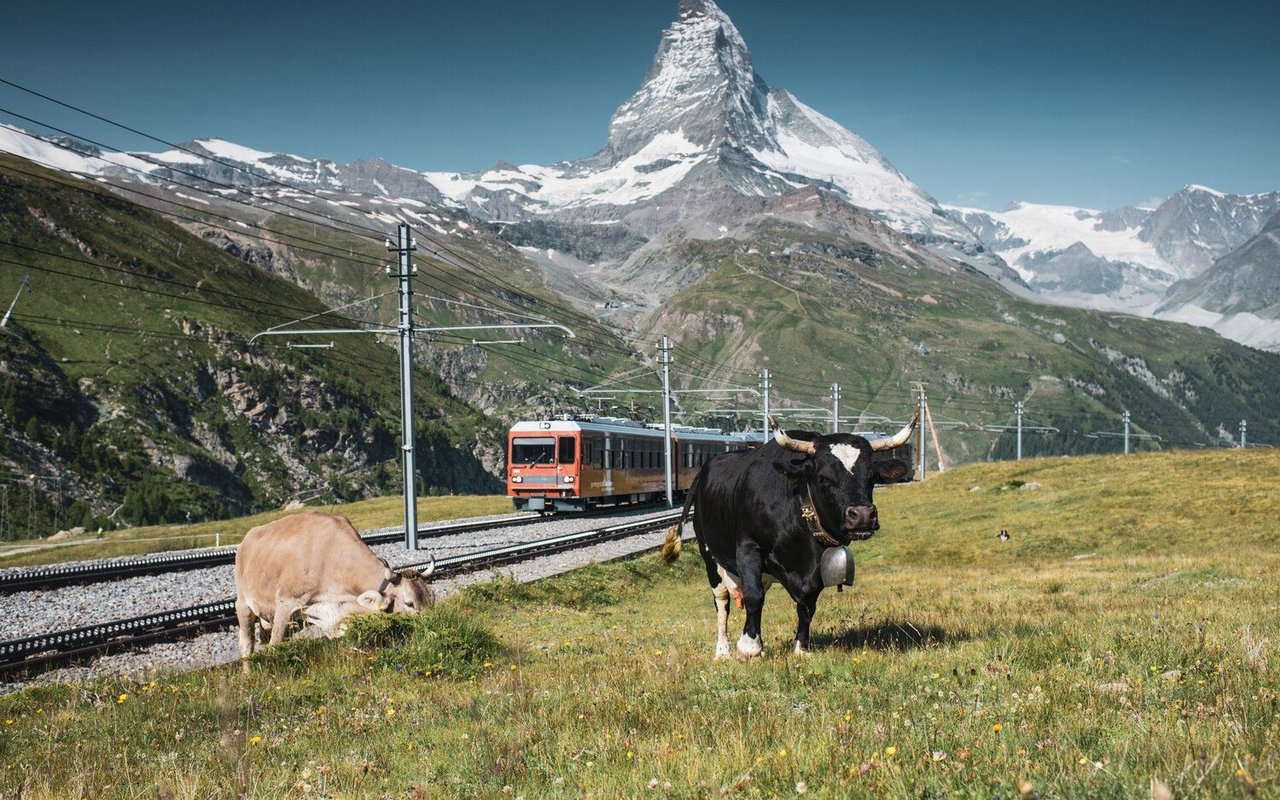 Das Panorama vom Gornergrat aus könnte von einer Postkarte stammen – inmitten der Viertausender hat man eine atemberaubende Aussicht.