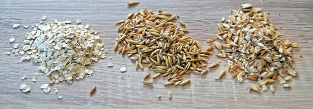 Hafer und Quetschhafer auf Tisch